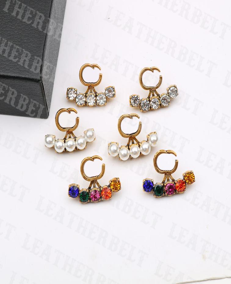 

Double Letter Earring Charm Chic Diamond Earrings Women Luxury Ear Jewelry Christmas Gift9643705
