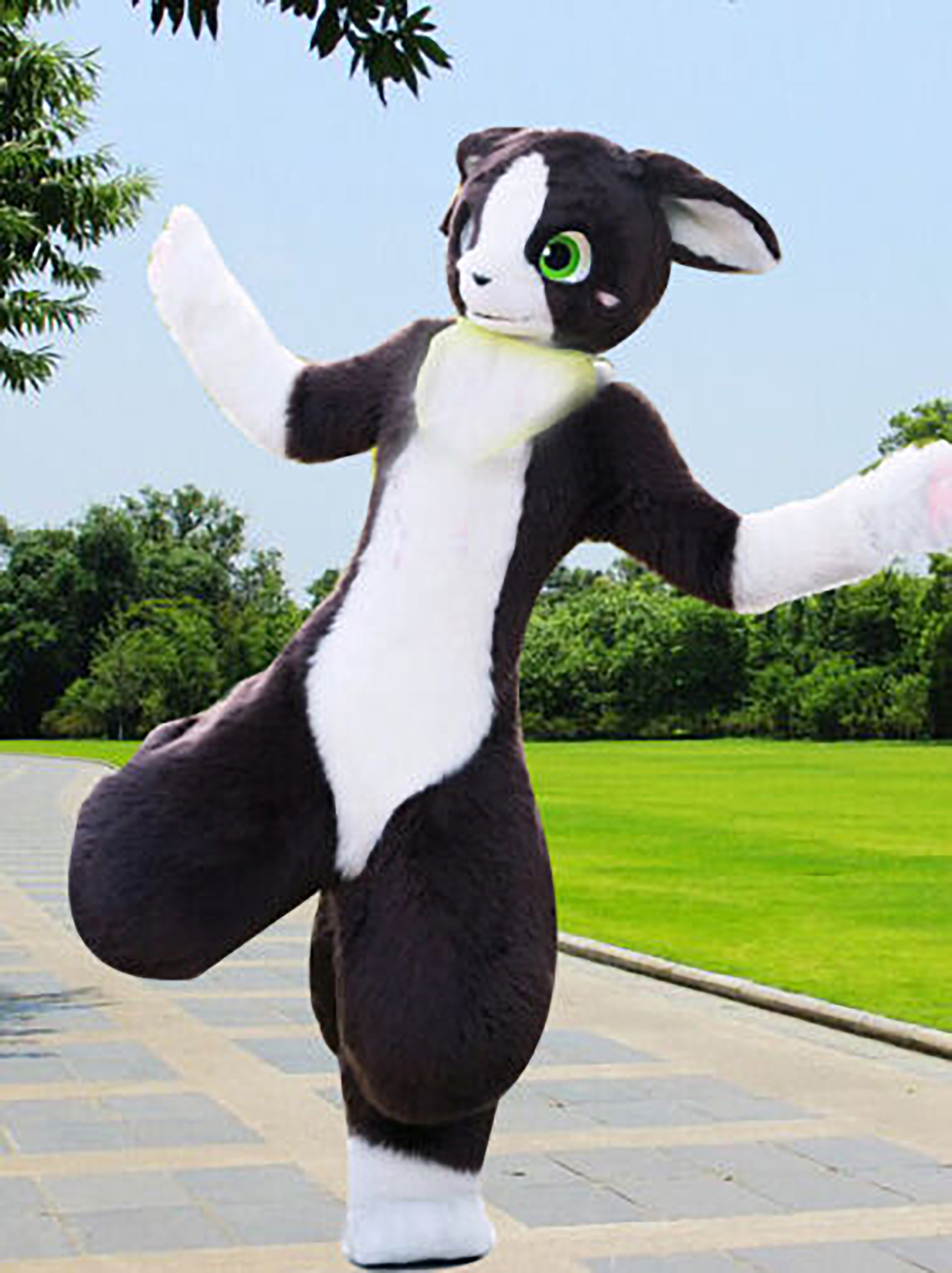 

2023 Long Fur Husky Dog Fox Mascot Costume Fursuit Halloween Suit, White