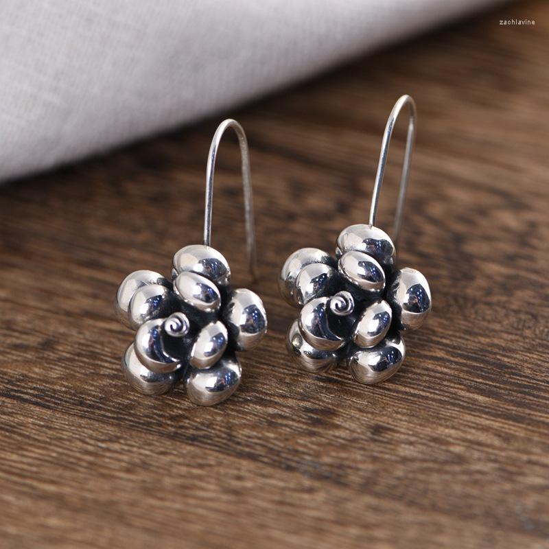 

Dangle Earrings FNJ Big Flower Drop 925 Silver Original Pure S925 Sterling Earring For Women Jewelry Romantic