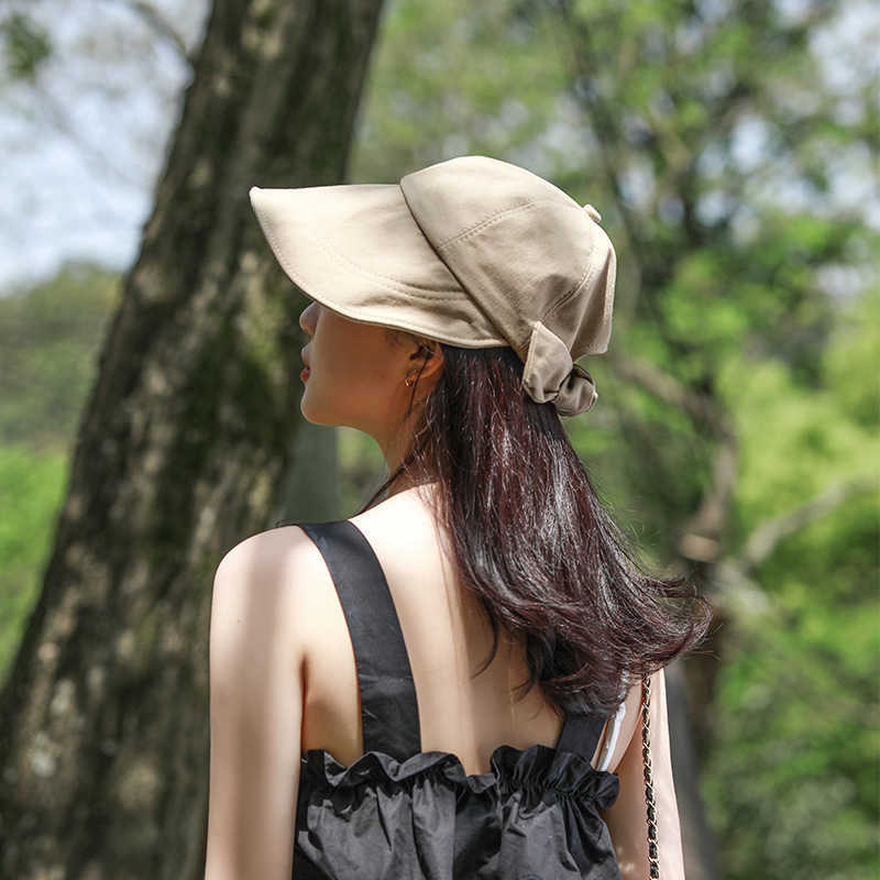 

Sunshade Bow Hats - Stylish, Wide Brimmed and Sun-protective Hats for Men and Women during Summer, Lace up cloth hat - black