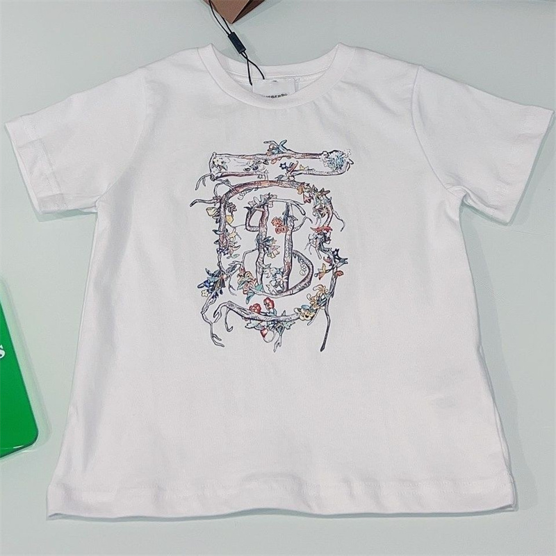 

Baby Boy and Baby Girl Luxury T-shirt Fashion designer children's T-shirt Summer T-shirt top with alphabet Wavy stripe printed children's clothes 100cm-150cm a110