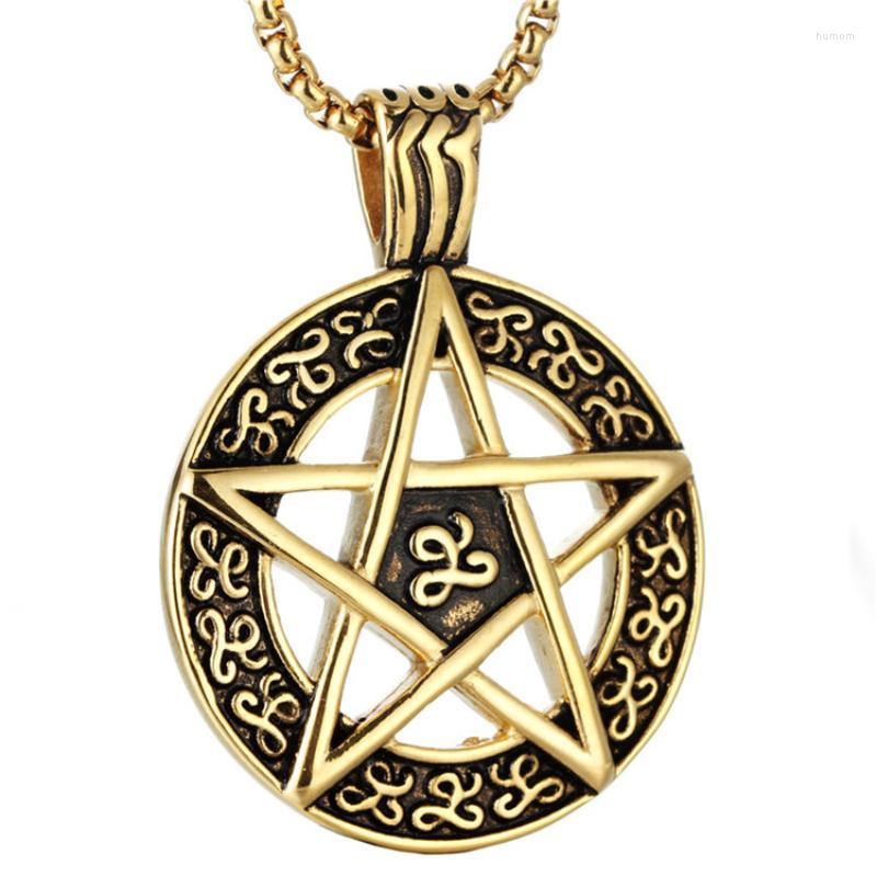 

Pendant Necklaces Vintage Witchcraft Pentagram Necklace Pentacle Five-Pointed Star Wicca Satan Punk Rock Chain Man Egypt Osiris Celtic