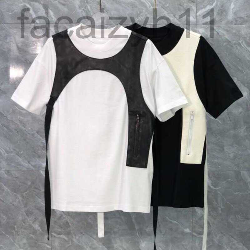 

designer 2022ss early spring new high-grade cotton printed T-shirt round neck stitching pullover short sleeves Size m~xxxl Color black and white A14O