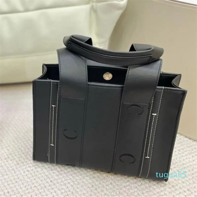 

Leather Woody Totes Designer Bags Women Handbags Crossbody Bag Big Shopping Tote, Black-34cm