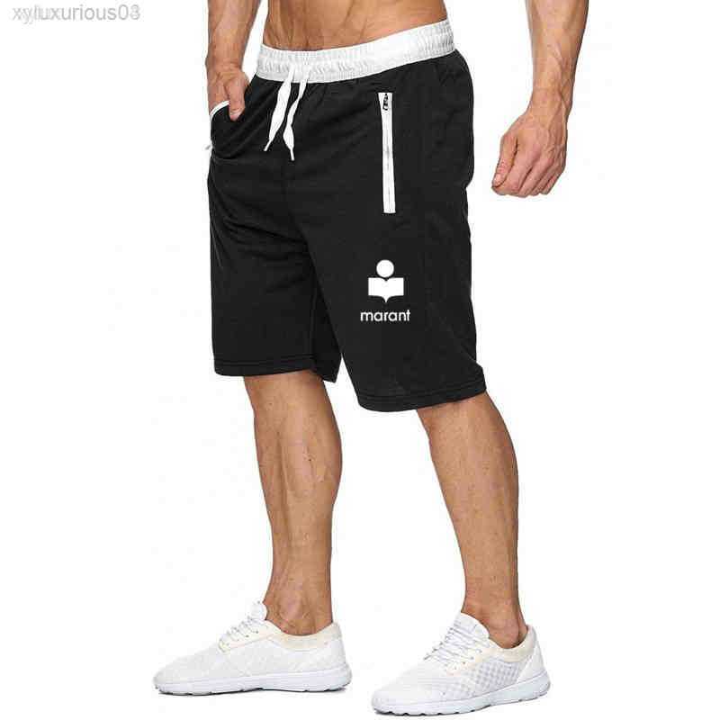 

Summer Brand Marant Shorts Men Gym Fitness Short Pants Joggers Sportswear Bodybuilding Sports Homme Sweatpants, P60 blue and black