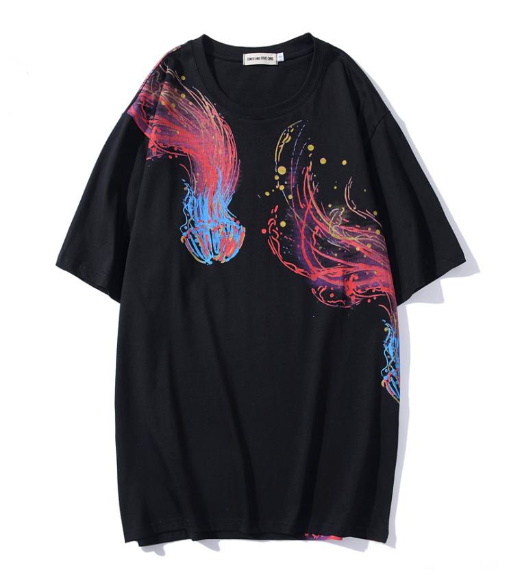 

Men T Shirt Hip Hop Streetwear Colorful Painting Tshirt Harajuku Summer Short Sleeve TShirt Cotton Tops Tees5952934, A05609 black