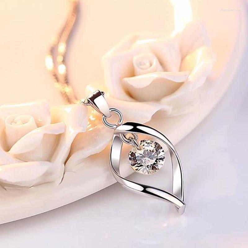 

Pendant Necklaces CAOSHI Simple Style Silver Color Necklace For Women Shiny Zirconia Jewelry Engagement Ceremony All Match Trend Accessories
