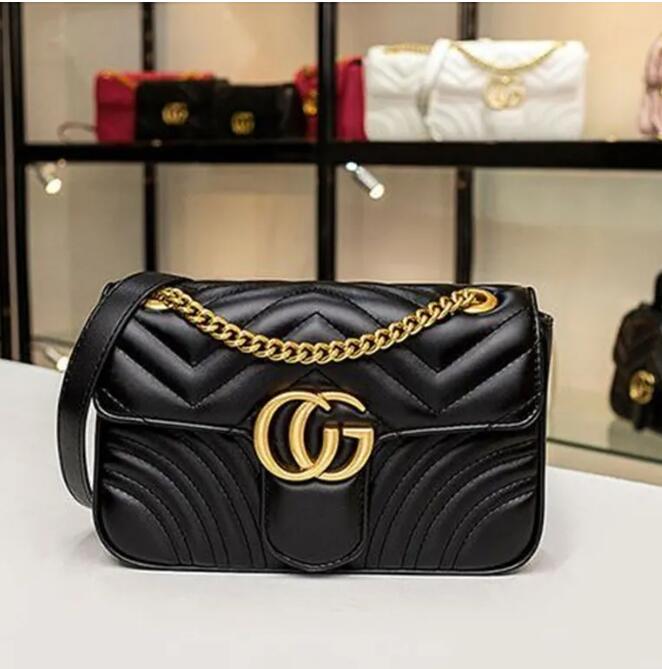 

2023 Designers Leather women shoulder GG bags crossbody Luxury handbags clutch purses ladies wallets tote Gold Silver Black Chain Bag