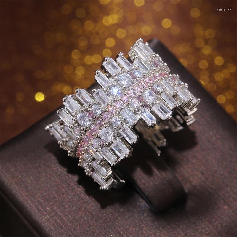 

Wedding Rings CAOSHI Luxury Full Paved Cubic Zirconia Female Fashion Engagement Party Jewelry Accessories For Women Drop