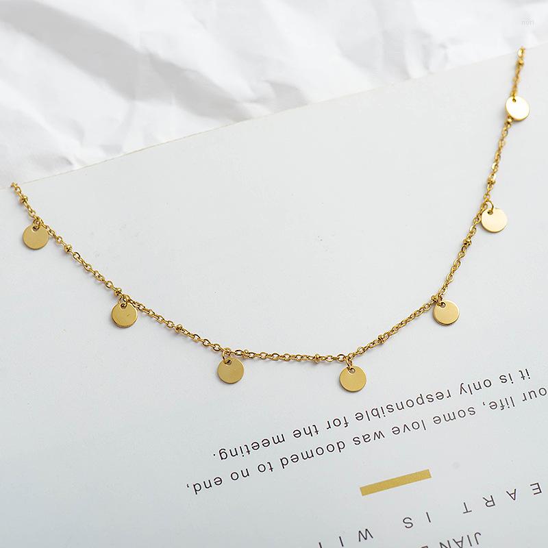 

Pendant Necklaces Simple Stainless Steel Round Small Hanging Piece Necklace Titanium Jewelry Wholesale For Women