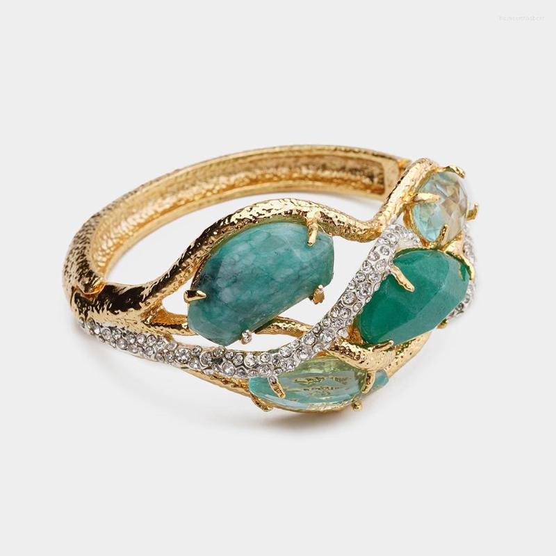 

Bangle JBJD Vintage Green Stone Bracelet For Summer Women Gift Luxry Jewelry Friendship
