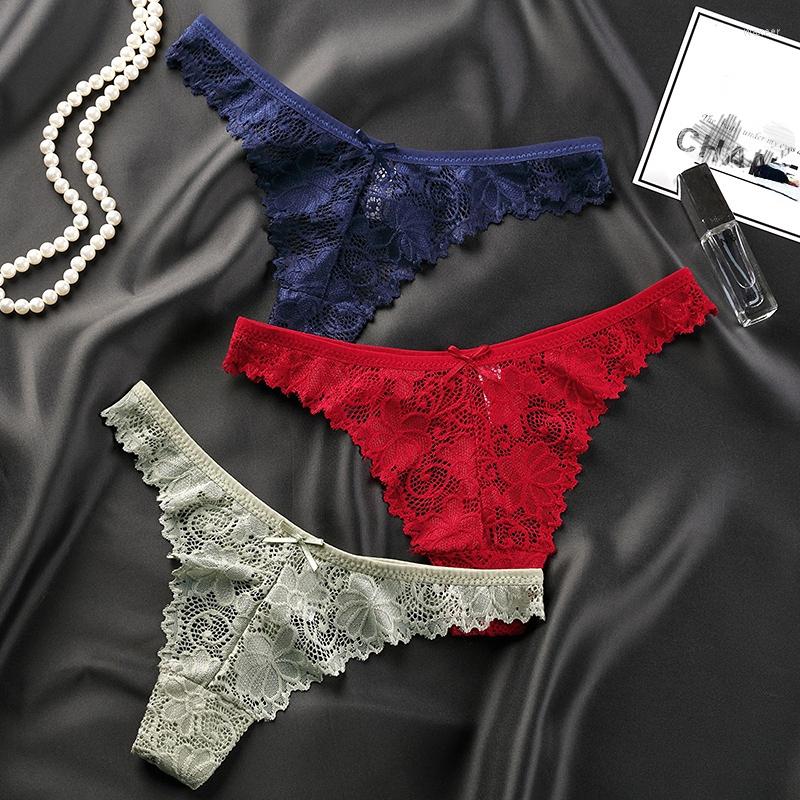 

Women's Panties Lace Thong Women Sexy Lingerie Hollow Breathable Low Waist G-string Cotton Crotch Sports Seamless Femme Underwear Sheer, Red