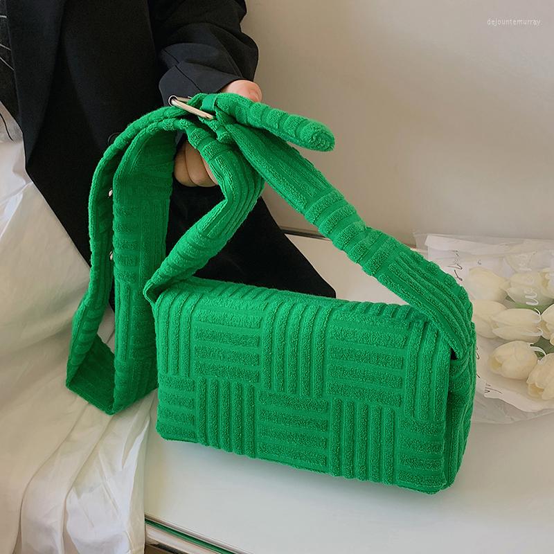 

Evening Bags 2023 Fashion Towel Embossed Shoulder Bag Versatile Striped Handbag Clutch Casual Cloth Satchel Messenger Bolsa Feminia, Green