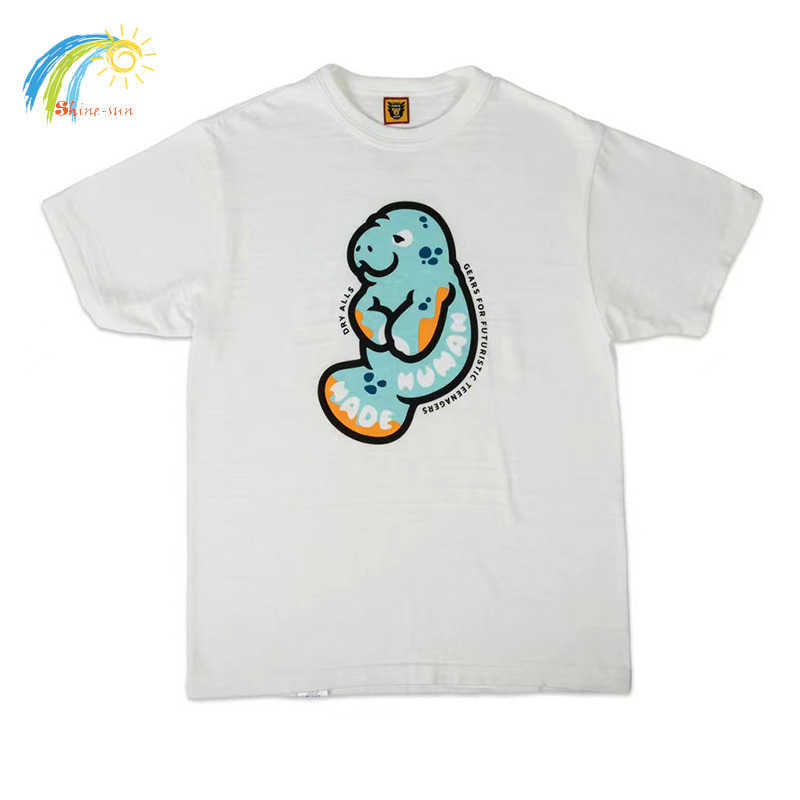 

Men's T-Shirts Men Women Casual Loose Couple Tee High Quality Manatee Print Human Made T Shirt Miami Animal Graphic Limited Top Inside Tag L230317