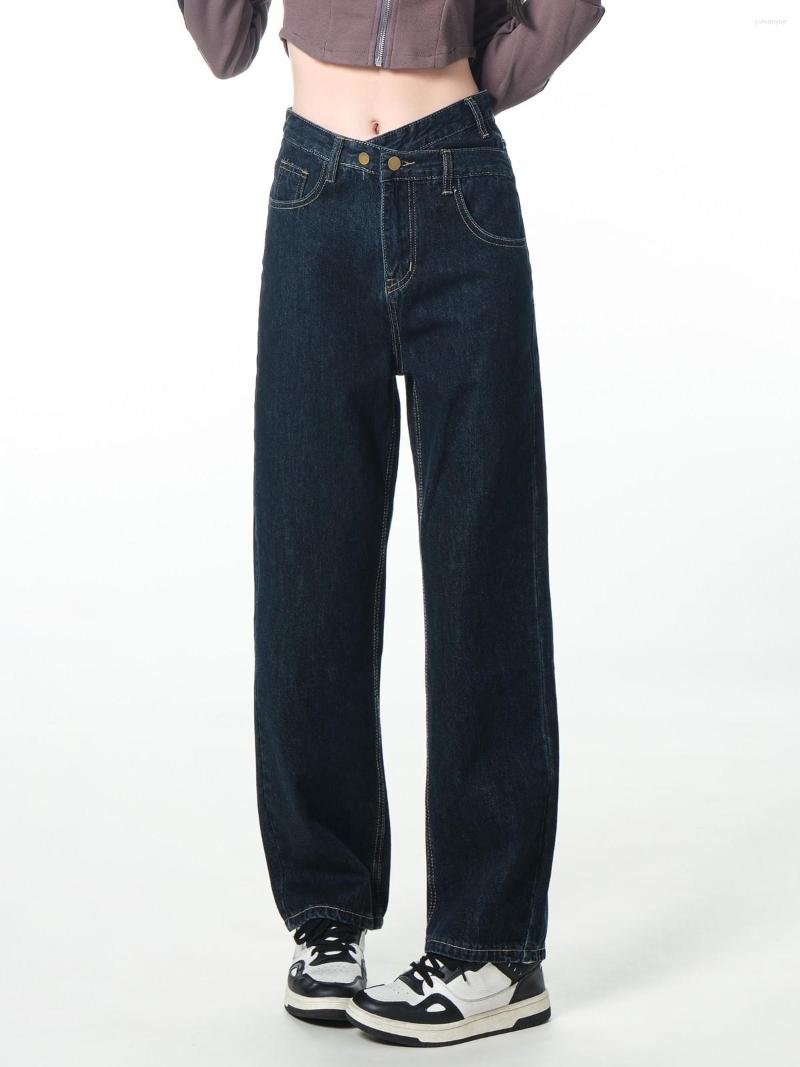 

Women' Jeans Irregular High Waist For Women Vintage Baggy Wide Leg Full Length Denim Pants Streetwear, Blue