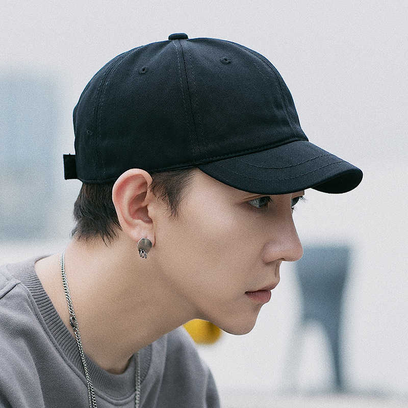 

Summer Hats Caps Men's Women's Short brim hat men's summer duck tongue hat tide brand sunscreen leisure breathable new men's sunshade baseball cap, Solid black