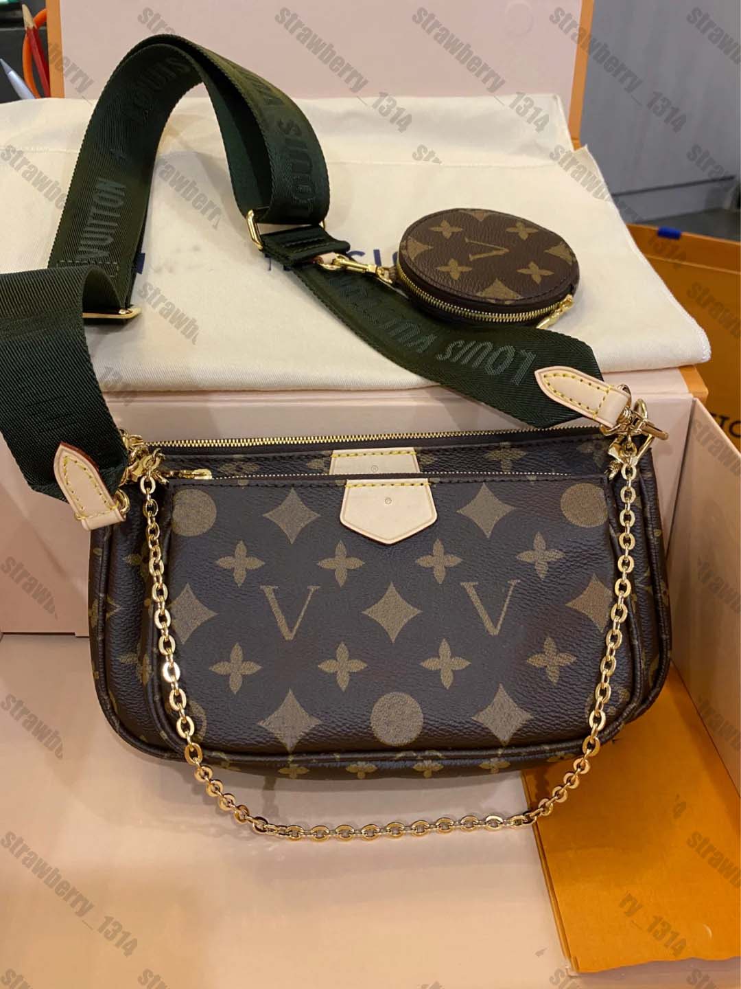 

Luxurys Multi Pochette Accessoires Bag Designer Women Shoulder Bags Clutch Crossbody Leather 2 Detachable Pouches Removable Chain Detachable Adjustable Strap, Make up the difference