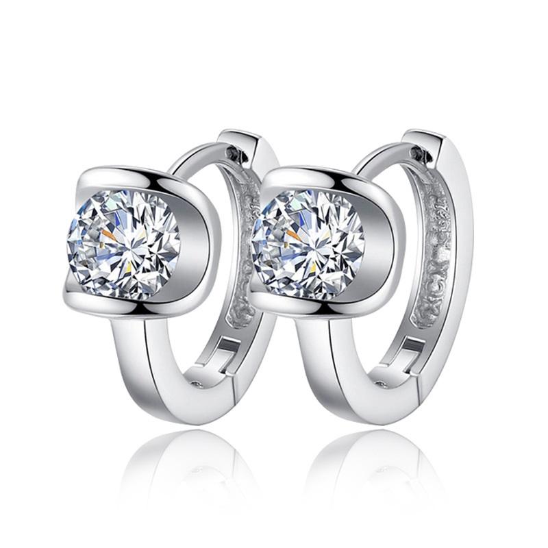 

Stud Earrings Fashion Silver Color Crystal Earring For Women Jewelry 2023Stud
