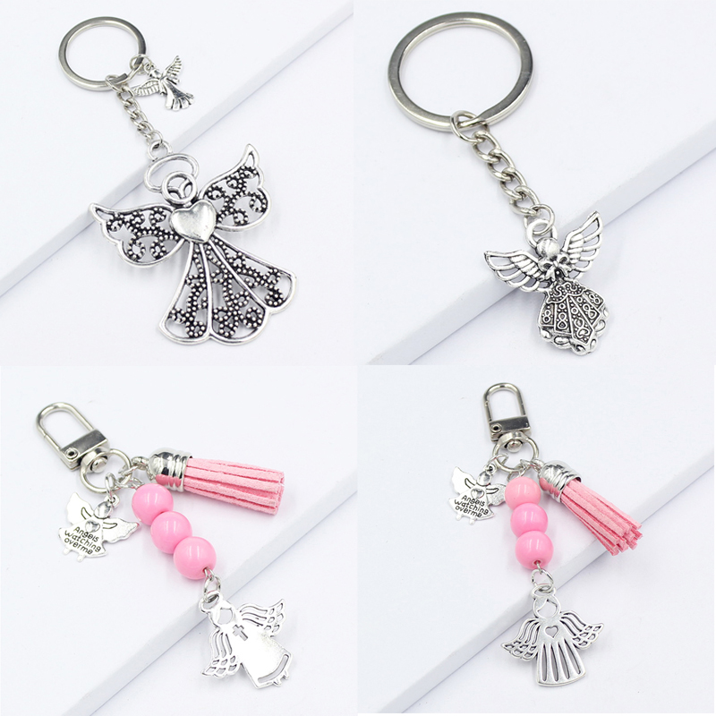 

Wholesale Fashion Men Women Key Rings Guardian Angel Keychain Keyring Car Holder Bag Pendant Accessories Jewelry Souvenirs Gift