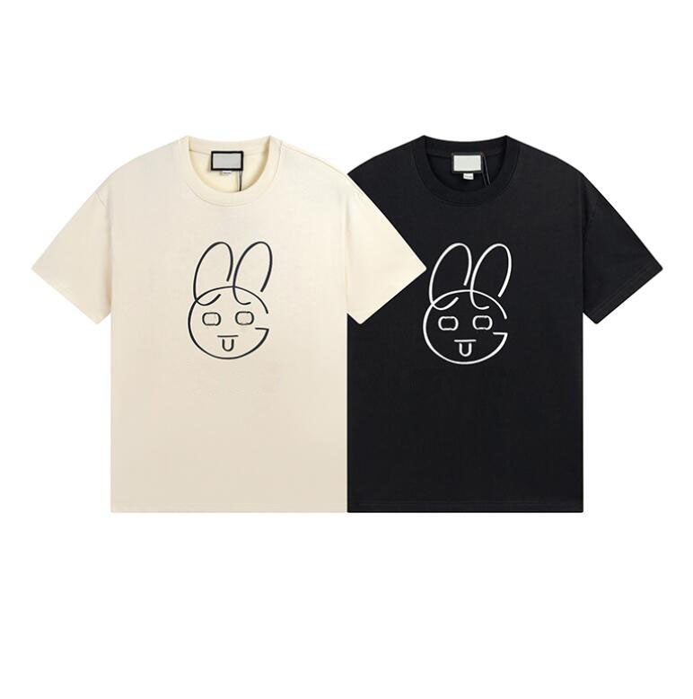 

Mens Designer T Shirt Letter rabbit Print Tees Men Women Short Sleeve Hip Hop Luxury Style Black White Orange T Shirts, 01