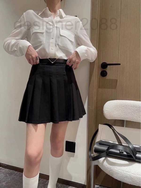 

Skirts designer Early spring 2023 women' new pleated trouser skirt with belt for versatile age reduction ECET, Gray4