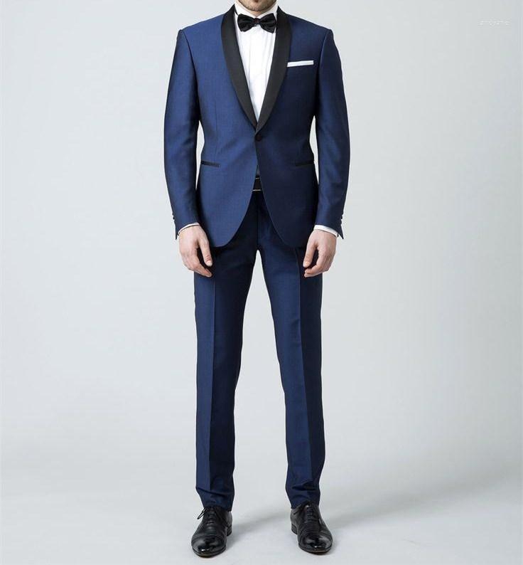 

Men's Suits Est Groomsmen Blue Groom Tuxedos Shawl Black Lapel Men Wedding/Prom Man Blazer ( Jacket Pants Tie ) C360, Same picture