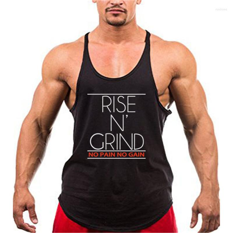 

Men's Tank Tops Muscleguys Brand Gyms Clothing NO PAIN GAIN Fitness Men Bodybuilding Stringer Top Workout Singlet Sleeveless Shirt, White