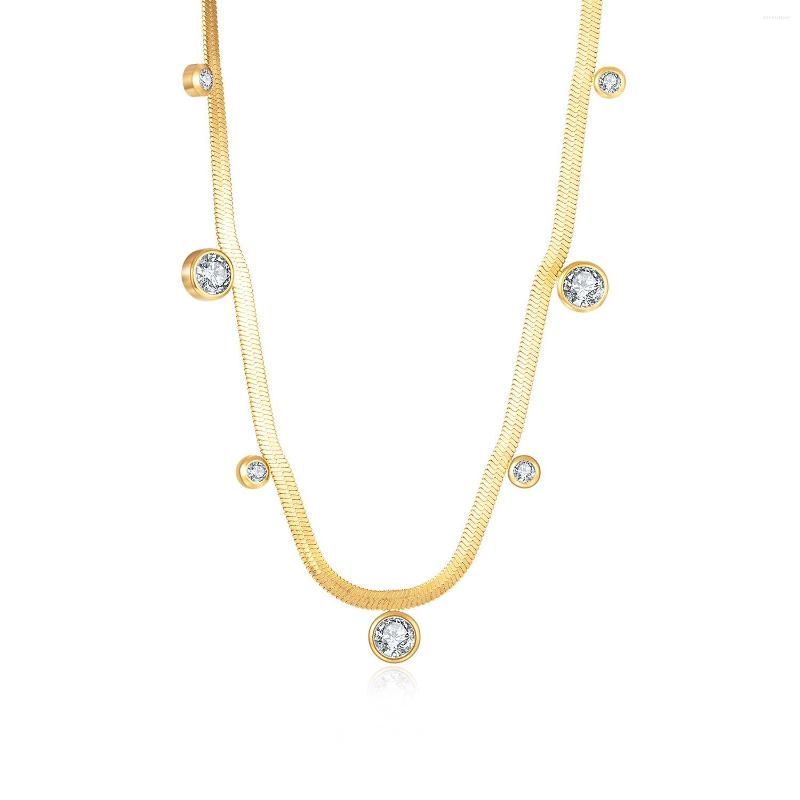 

Chains Jewelry Simple Design Inlaid Zircon Stainless Steel Clavicle Chain Female