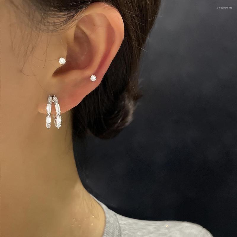 

Hoop Earrings Korean Fashion Jewelry Simple Crystal For Women 2023 Trend Women's Earring Boucle Oreille Femme Wedding Party Gift