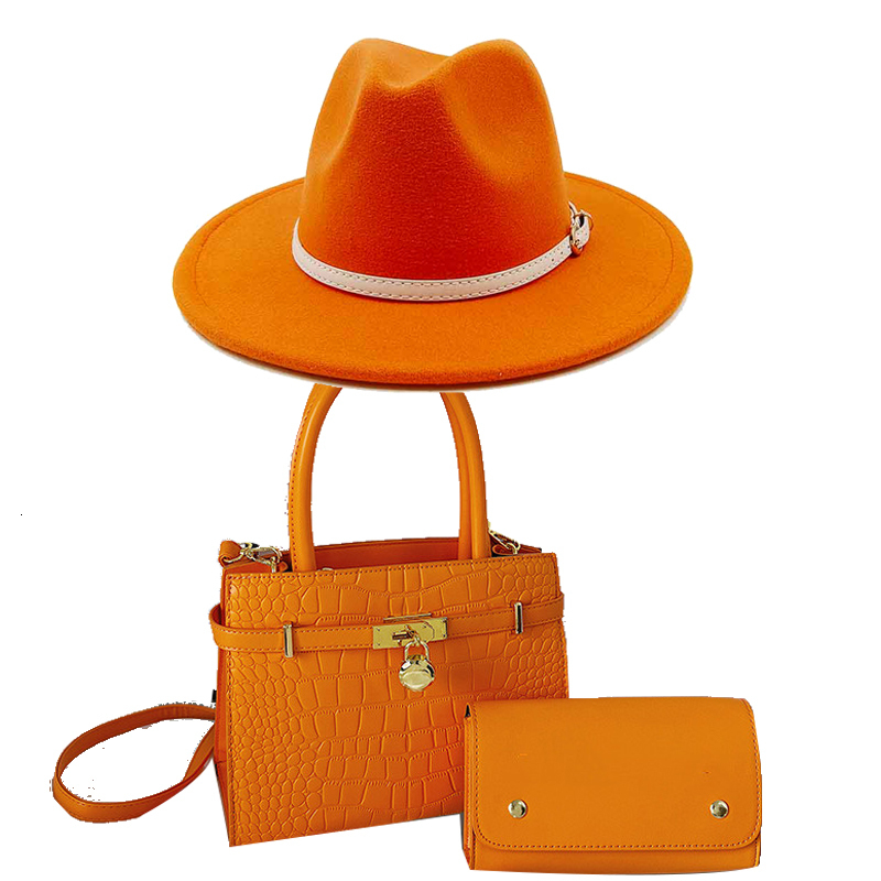 

Wide Brim Hats Bucket Hats Fedoras Hat 2piece Sets Autumn Winter Luxury Accessories Large Splicing Bag and Hat Set Panama Church Jazz Cap 230316, 30