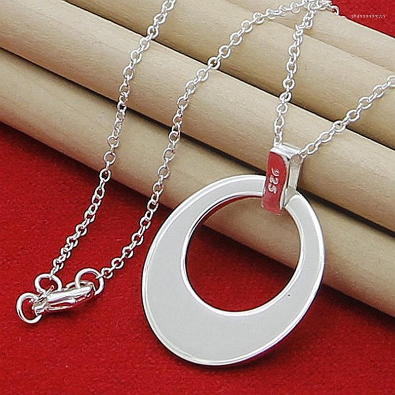 

Pendant Necklaces Women's Fashion Charm Necklace Cute Round Silver Plated Wedding Party Jewelry Female 18inch Chains