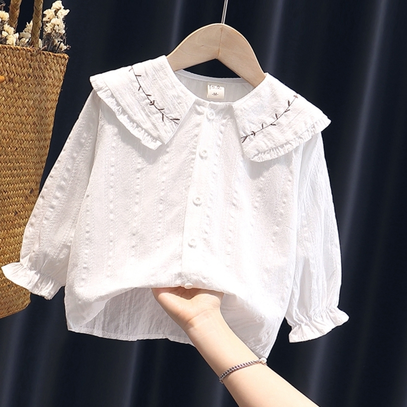 

Kids Shirts Long Sleeve Children's Shirts Baby Girl Cotton Tops Embroidery Fashion Toddler White Blouse Spring Autumn Clothes for Teens 230317
