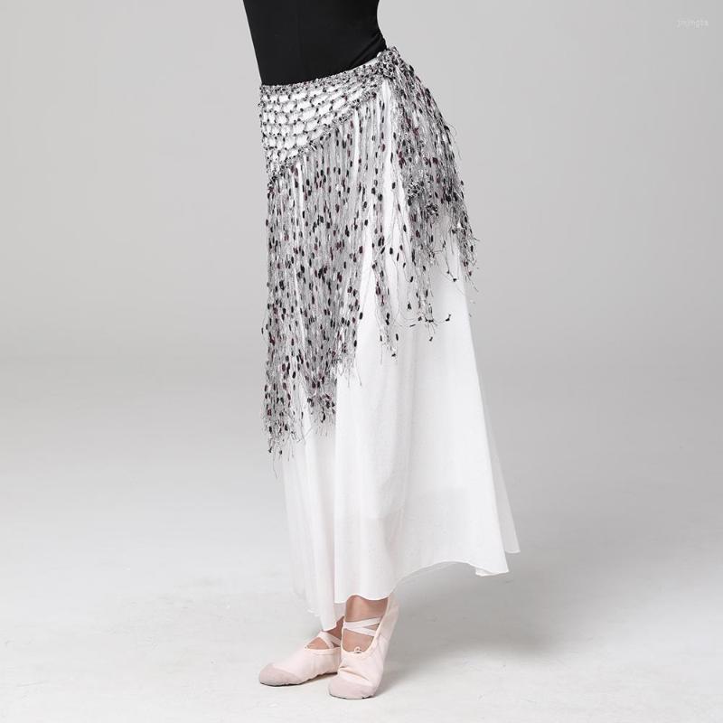 

Stage Wear Women Belly Dance Accessories Stretchy Crochet Net Shawl Rectangle Belt Hip Scarf, Purple