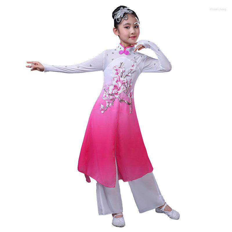

Stage Wear Children's Classical Dance Costumes Girls Umbrella Fan Ethnic Elegant