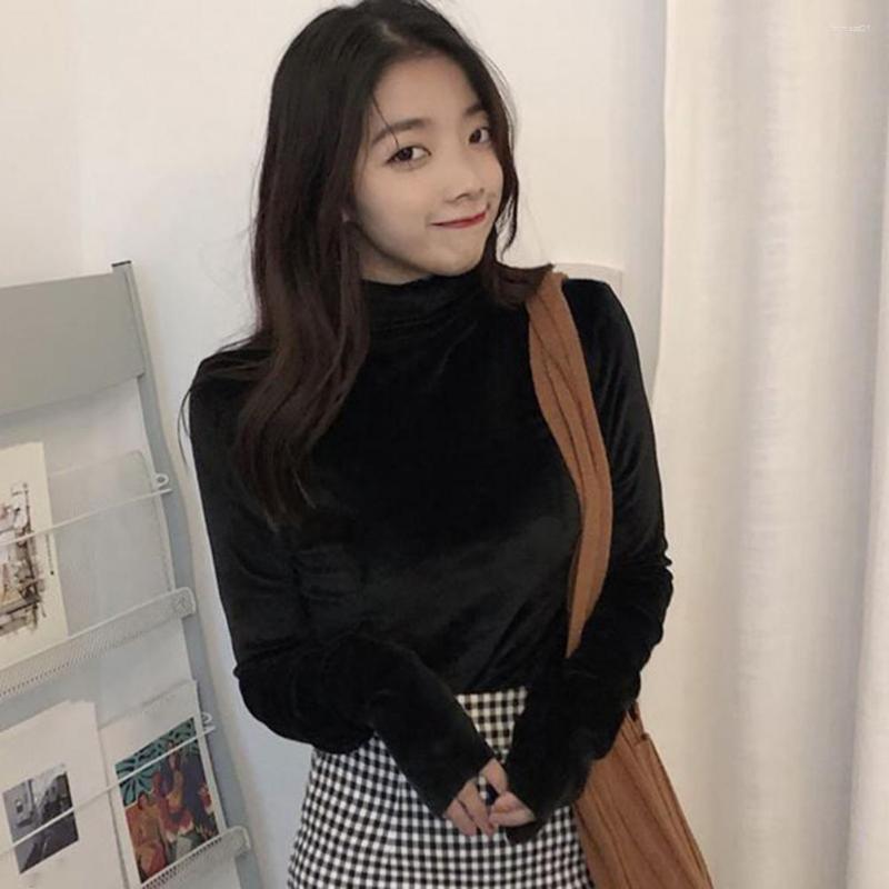 

Women's Blouses Stylish Ladies Basic Blouse Temperament Women Bottoming Turtleneck Pure Color Thick Keep Warm, Black