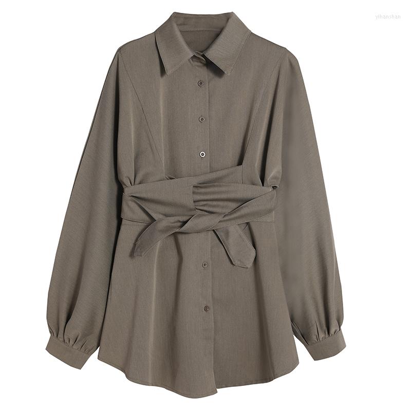 

Women's Blouses Long Shirt Women Lace Up Waist Shirts Casual Chic Tops Sleeve