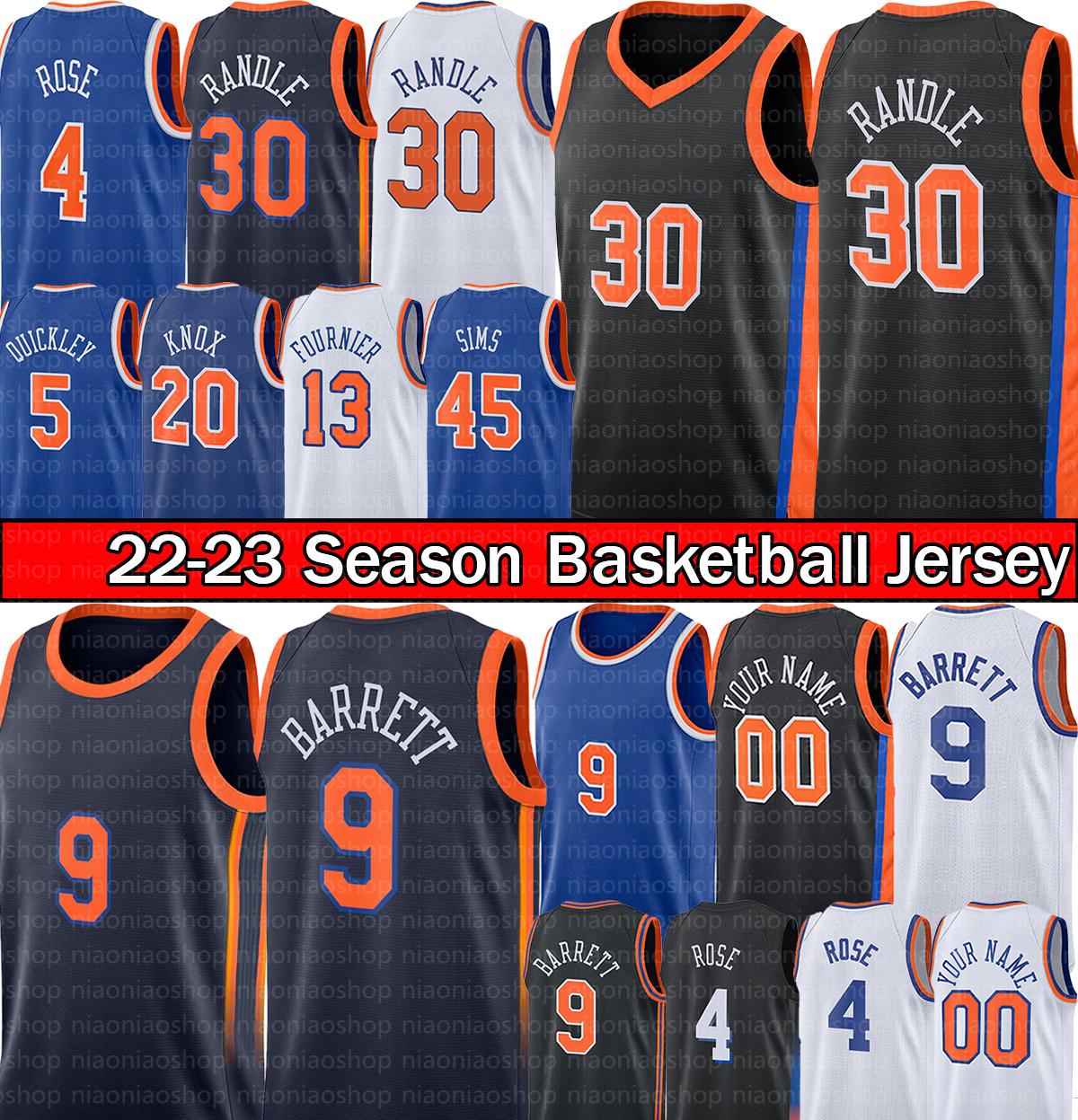 

New Yorks Knick Custom Basketball Jersey Printed Edition RJ Barrett Derrick Rose Julius Randle Patrick 33 Ewing Fournier 2022 2023 City Black Edition Shirt Jerseys, With logo jersey
