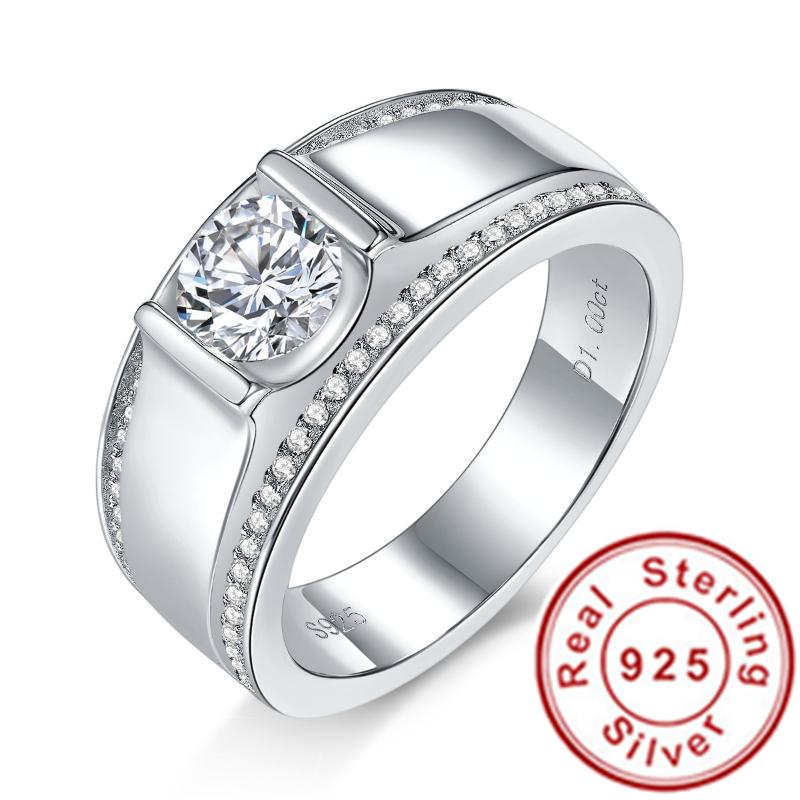 

Wedding Rings Christmas Gift 1.0ct 2.0ct D Colore Round 18K White Gold Plated 925 Silver Moissanite Ring Diamond Test Passed Jewelry