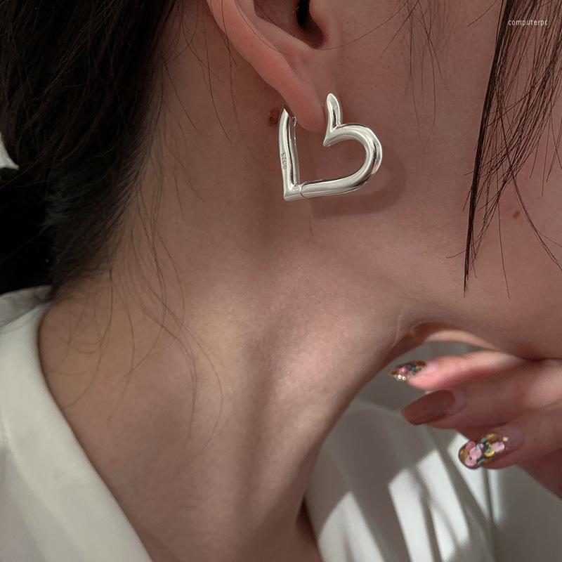 

Hoop Earrings 925 Sterling Silver Vintage Heart For Women Trendy Earring Jewelry Prevent Allergy Party Accessories G