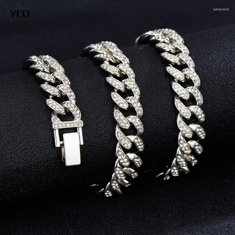 

Chains YCD Men Women Hip Hop Iced Out Bling Chain Necklace Punk 13mm Miami Cuban Bracelet Fashion Charm Jewelry