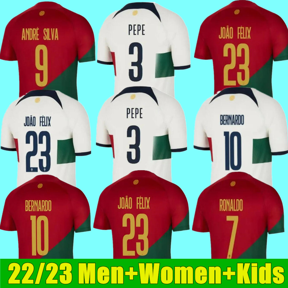 

2023 Portugal Soccer Jerseys 23 JOAO FELIX RUBEN DIAS football shirt BERNARDO B. FERNANDES RONALDOS ANDRE SILVA camisa de futebol JOAO CANCELO men kids kits Outdoor, Adult away+champion patch
