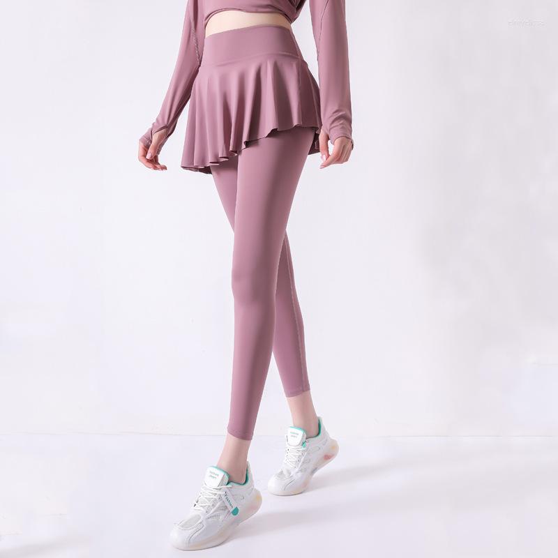

Active Pants Ladies Yoga False Two Piece Tight Ankle-Length Pantskirt Breathable Elastic Fitness Gym Running Women Sport