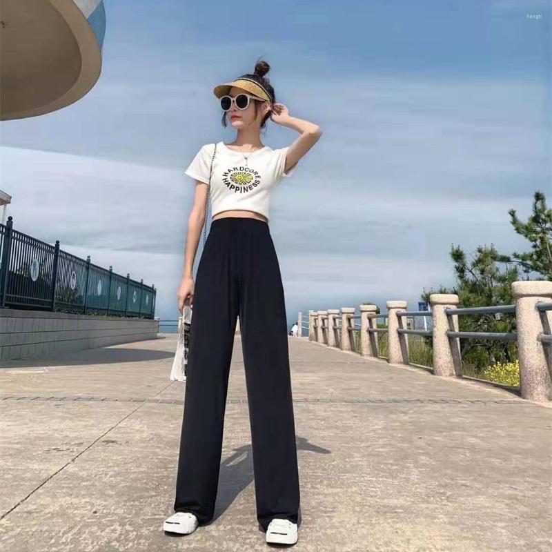 

Women's Pants Fashion Casual Women Summer Cotton Long Wide Leg Ladies Work, Black