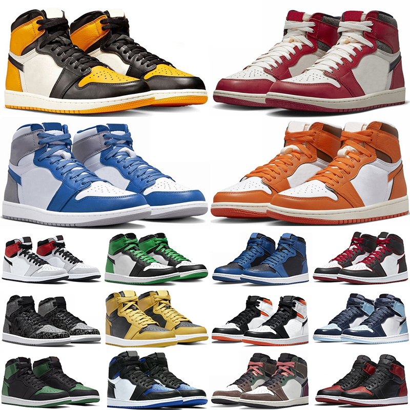 

Jumpman 1 1s Men Basketball Shoes Bred Patent Lucky Green Dark Mocha Palomino Lost Found StarFish True Backboard 3.0 Silver Toe Praline Women Trainers Sports Sneakers, Color#50