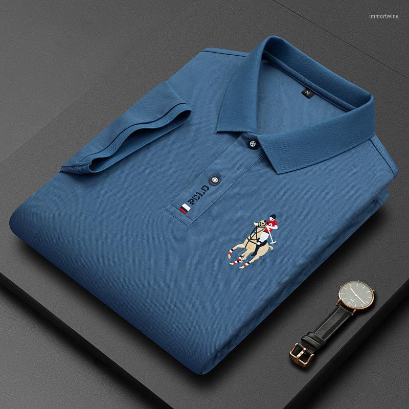 

Men's Polos Summer Breathable Jacket Luxury Men's Cotton Embroidered Business Short Sleeve POLO Shirt Solid Color Lapel Men Casual, Black