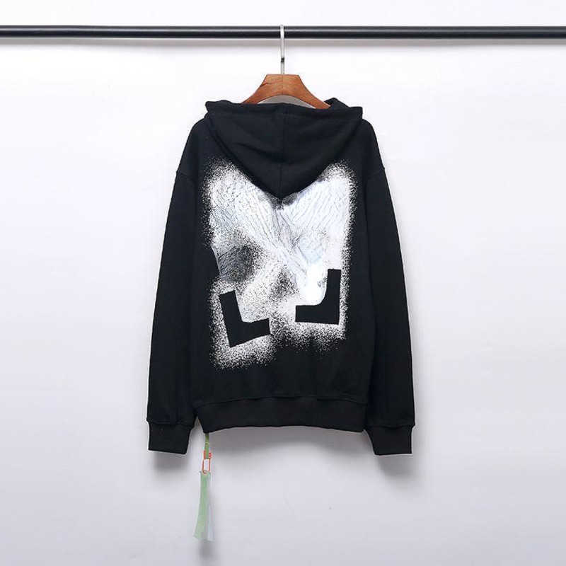 

50%off Men's sweater designer hoodie Back Paint Printed Round Neck Pullover Jacket Hip Hop Women hoody Sweatshirt High Quality Cotton Black White Long Sleeve t shirt