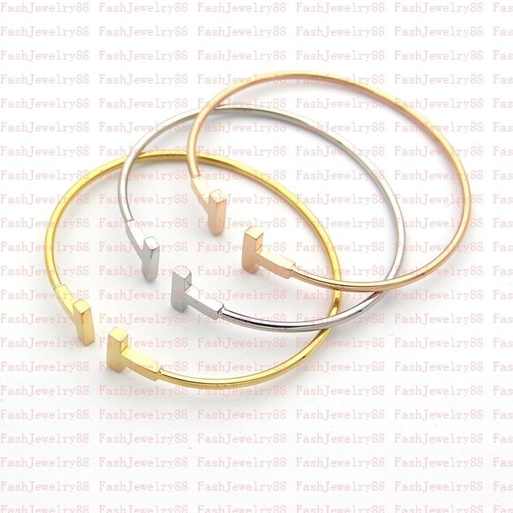 

Designer gold bracelet women's stainless steel groove opening ladies bracelet men's fashion luxury jewelry valentine's day couple jewelry wholesale with box