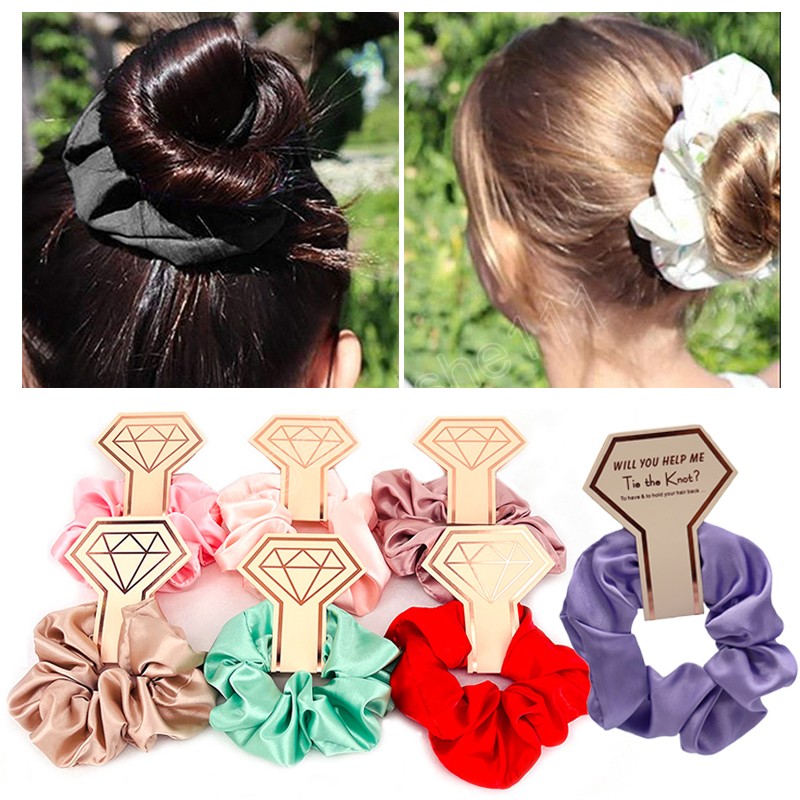 

Satin Silk Hairbands Solid Color Elastic Hair Rubber Band Bride Hair Accessories Handmade Scrunchies for Hair Ponytail Holders