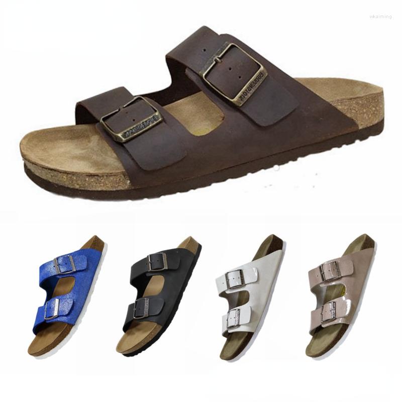 

Slippers 2023 Summer Fashion Genuine Leather England Style Women Flat Sandals Casual Solid Simple Beach Shoes Female, Khaki