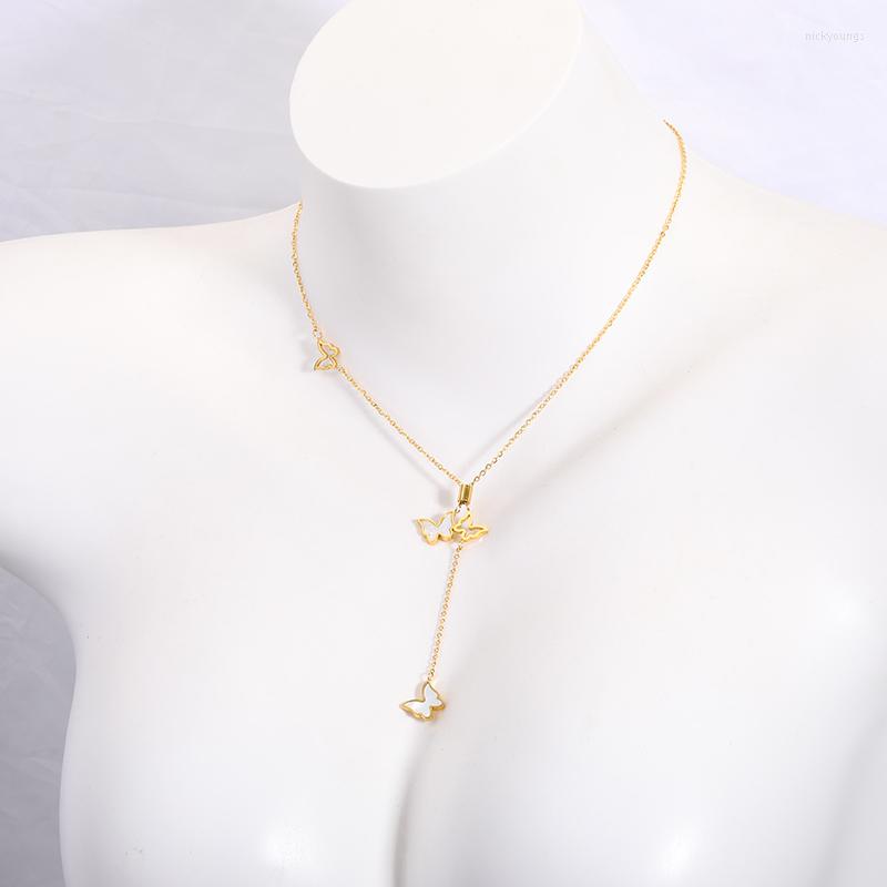 

Chains Butterfly Pendants Multi-layered Necklaces For Women Boho Jewelry Stainless Steel Clavicle Chain Statement Necklace Collier Bff